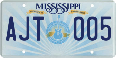 MS license plate AJT005