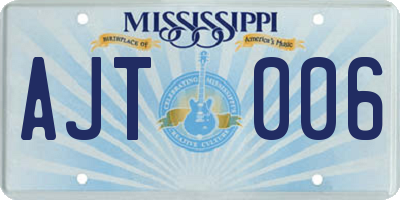 MS license plate AJT006