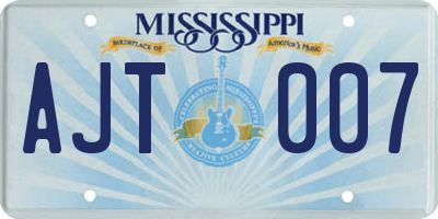 MS license plate AJT007