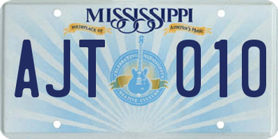 MS license plate AJT010