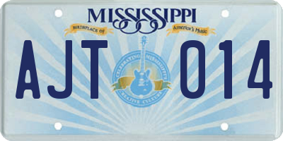 MS license plate AJT014