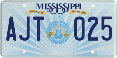 MS license plate AJT025