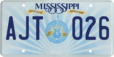 MS license plate AJT026