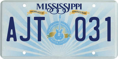 MS license plate AJT031