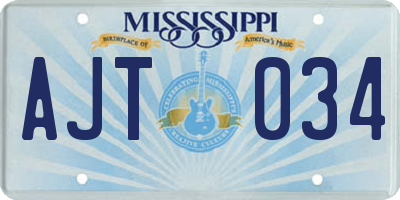 MS license plate AJT034