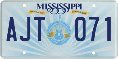 MS license plate AJT071