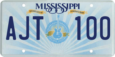 MS license plate AJT100