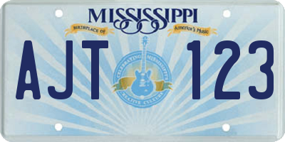 MS license plate AJT123