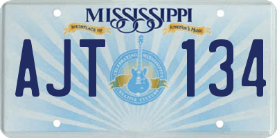 MS license plate AJT134