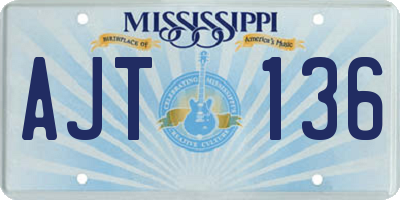 MS license plate AJT136