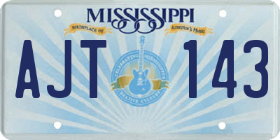 MS license plate AJT143