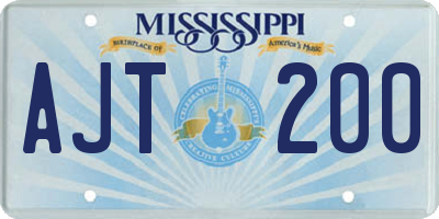 MS license plate AJT200