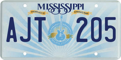 MS license plate AJT205