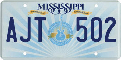 MS license plate AJT502