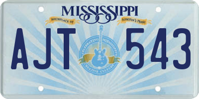 MS license plate AJT543