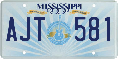 MS license plate AJT581