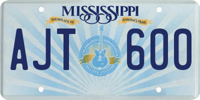 MS license plate AJT600