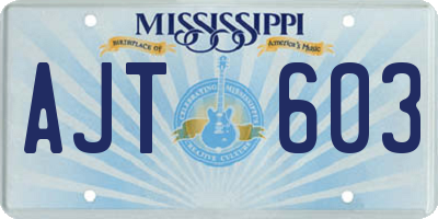 MS license plate AJT603
