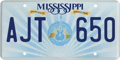 MS license plate AJT650