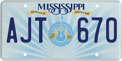 MS license plate AJT670