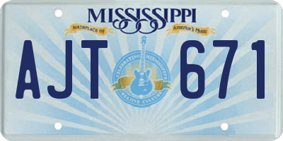 MS license plate AJT671