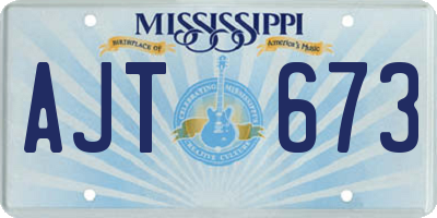 MS license plate AJT673