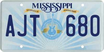 MS license plate AJT680