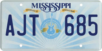 MS license plate AJT685
