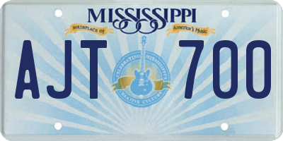 MS license plate AJT700