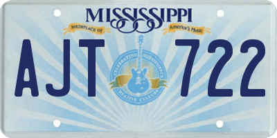 MS license plate AJT722