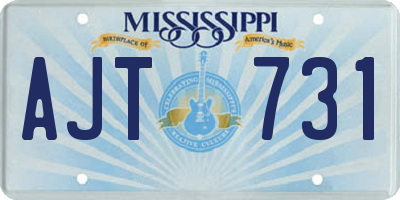 MS license plate AJT731