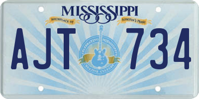 MS license plate AJT734
