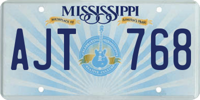 MS license plate AJT768