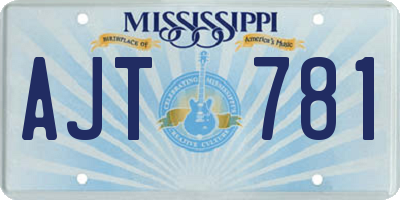 MS license plate AJT781