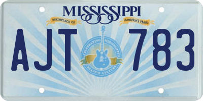 MS license plate AJT783