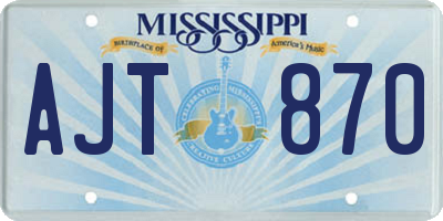 MS license plate AJT870