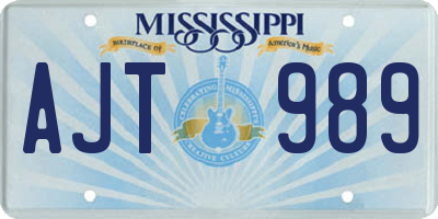 MS license plate AJT989