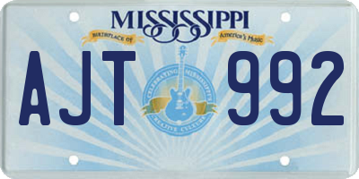 MS license plate AJT992