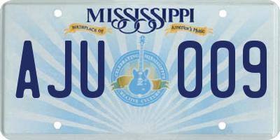 MS license plate AJU009