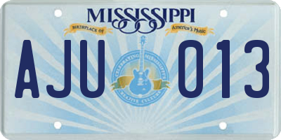 MS license plate AJU013