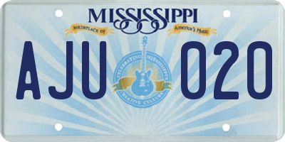 MS license plate AJU020