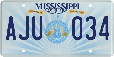 MS license plate AJU034