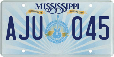 MS license plate AJU045