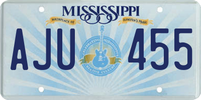 MS license plate AJU455