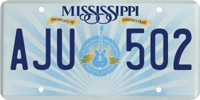MS license plate AJU502