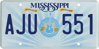 MS license plate AJU551
