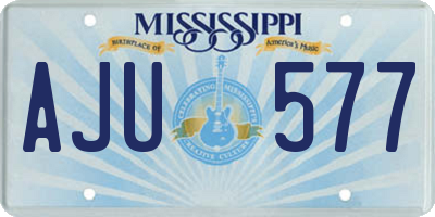 MS license plate AJU577