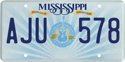 MS license plate AJU578
