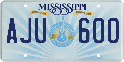 MS license plate AJU600