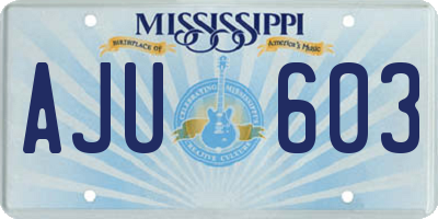 MS license plate AJU603